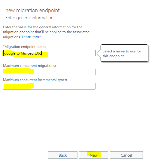 set endpoint connection name in microsoft 365 admin